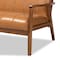 Baxton Studio Nikko Mid-century Modern Tan Faux Leather and Walnut Brown finished Wood Sofa 175-10976-Zoro - alternate 6